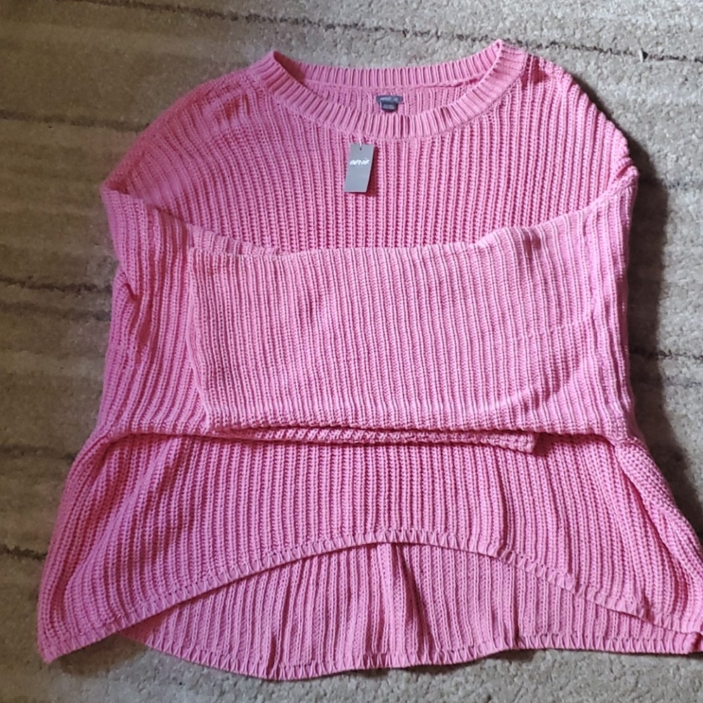New Aerie Pink Cropped Knit Sweater